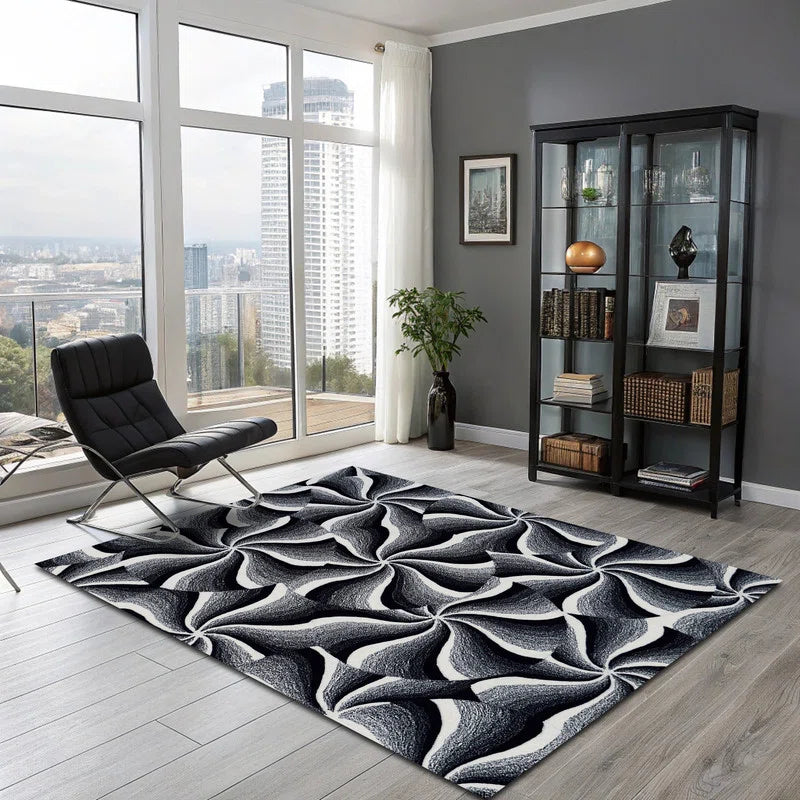 Spiral Form Hand Tufted Wool Bedroom Carpet Soft Durable Stain Resistant for Living Room or Office