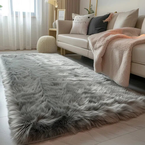 Luxury Faux Sheepskin Fur Area Rug Soft Fluffy Rugs, Shag Plush Carpet Faux Fur Rug For Bedroom Floor Sofa Living Room