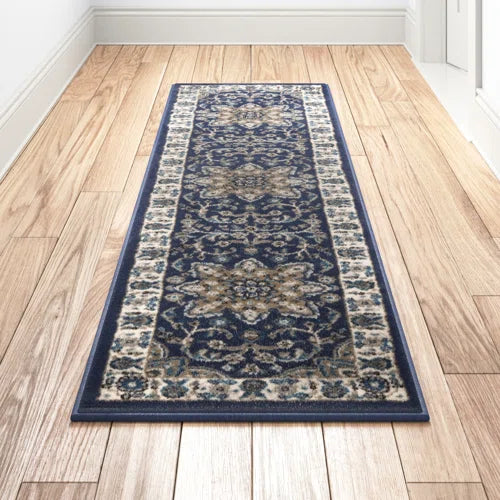 Mountview Oriental Area Rug in Navy/Ivory/Beige