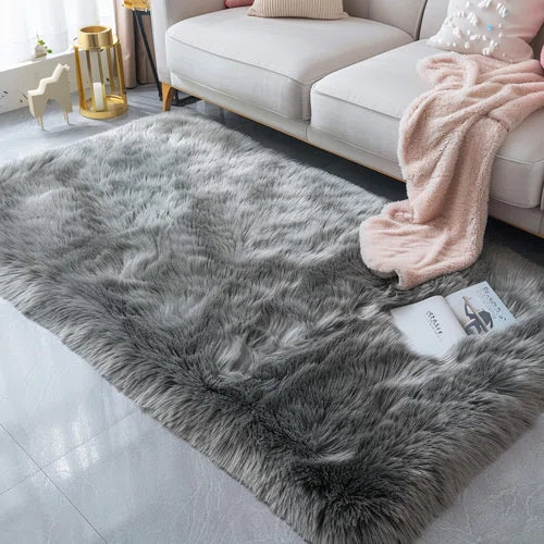 Luxury Faux Sheepskin Fur Area Rug Soft Fluffy Rugs, Shag Plush Carpet Faux Fur Rug For Bedroom Floor Sofa Living Room