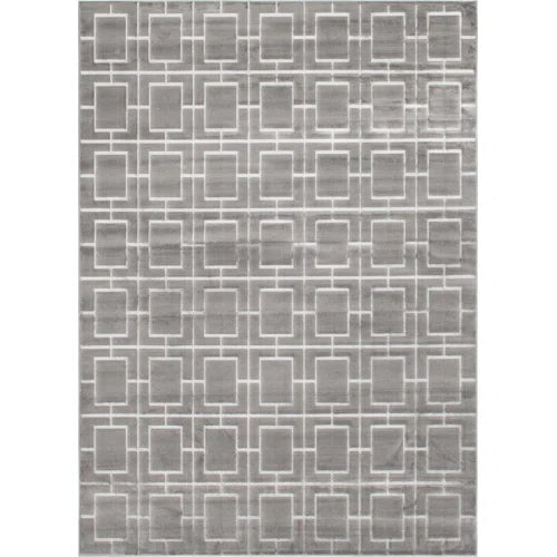 Glam Geometric Gray Silver Area Rug