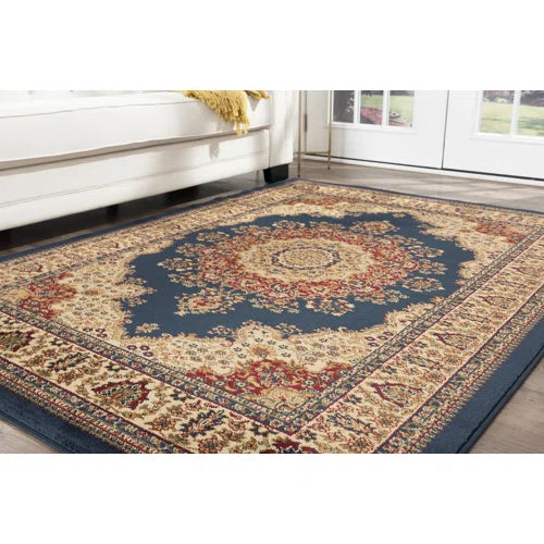 Clarence Oriental Navy Blue/Beige Area Rug
