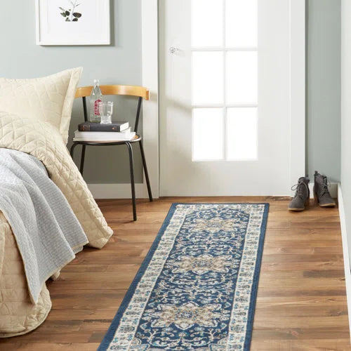 Mountview Oriental Area Rug in Navy/Ivory/Beige