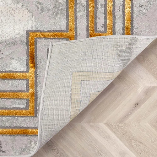 Fairmont Ivory Gold Abstract Glam Area Rug