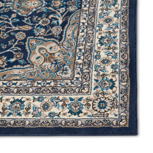 Mountview Oriental Area Rug in Navy/Ivory/Beige