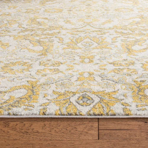 Adie Damask Ivory/Gold Area Rug