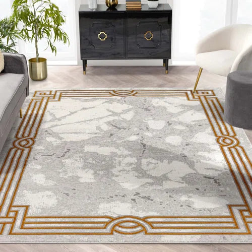 Fairmont Ivory Gold Abstract Glam Area Rug