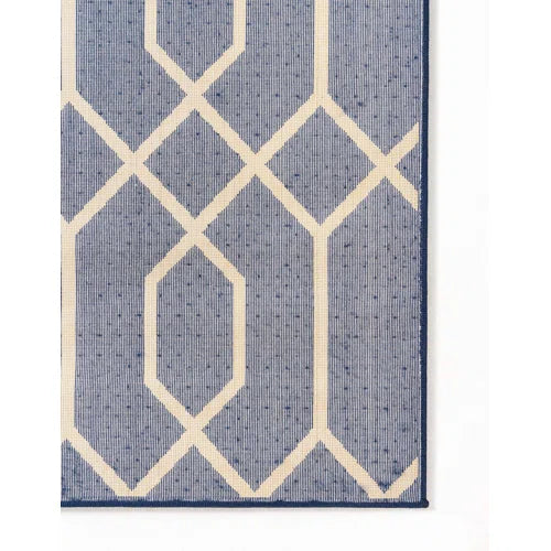 Glam Navy Blue Gold Area Rug