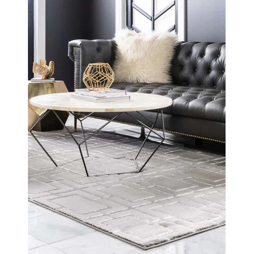 Glam Geometric Gray Silver Area Rug