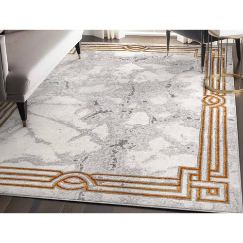 Fairmont Ivory Gold Abstract Glam Area Rug