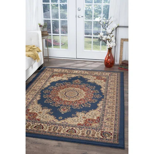Clarence Oriental Navy Blue/Beige Area Rug