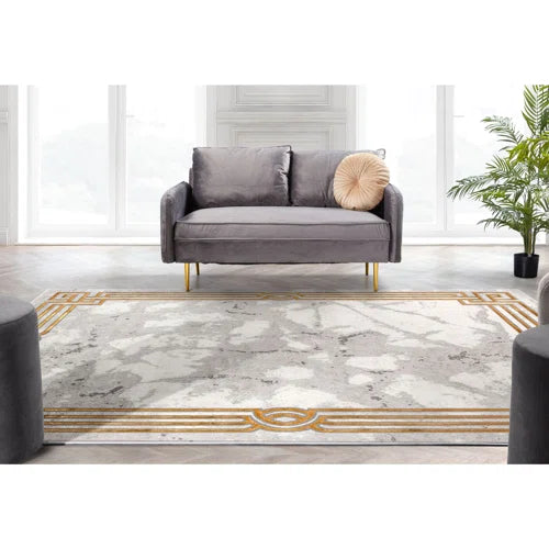 Fairmont Ivory Gold Abstract Glam Area Rug